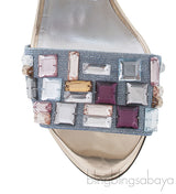 Sculpture Silver Metallic Crystal Sandals