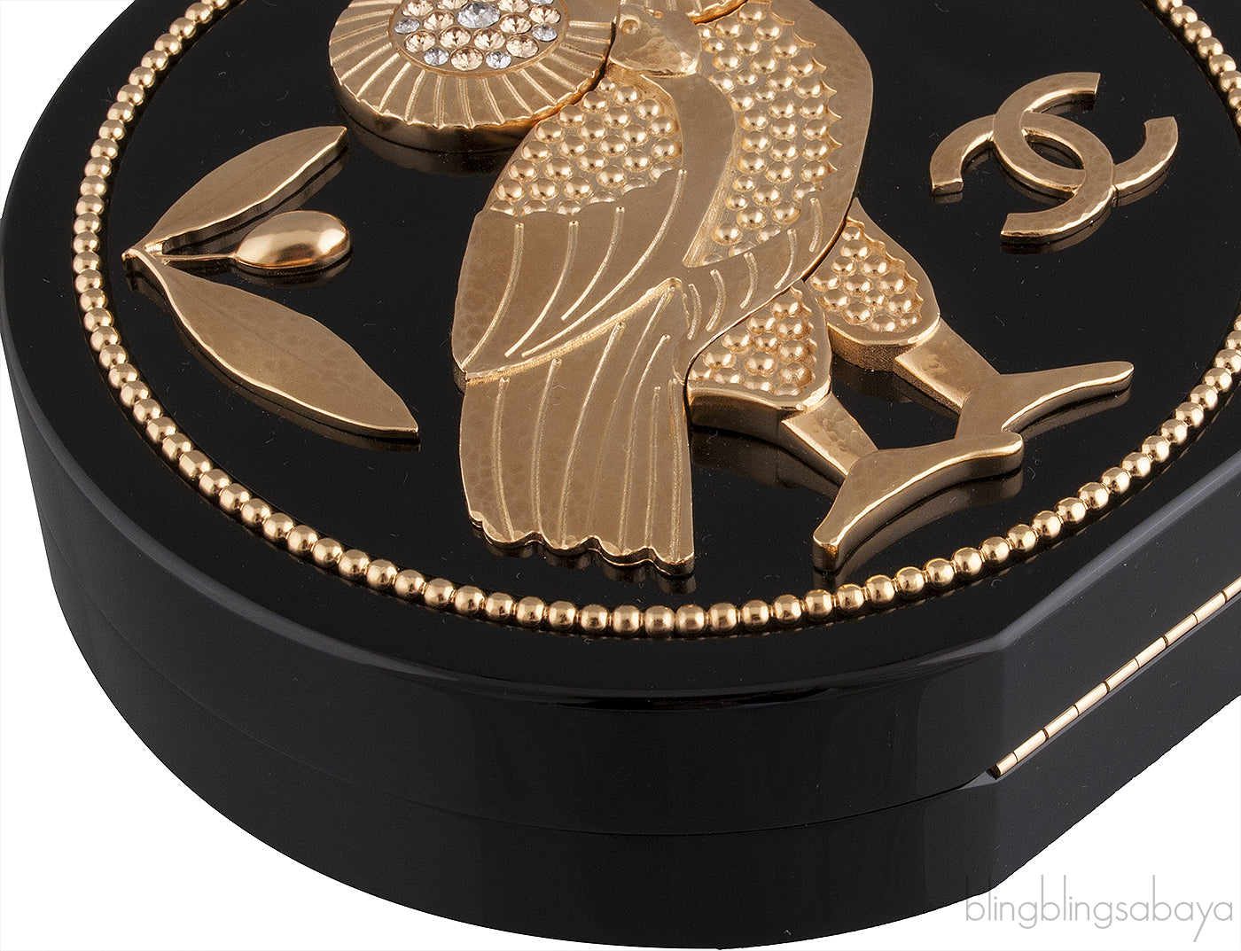 Black Owl Minaudiere Clutch Bag