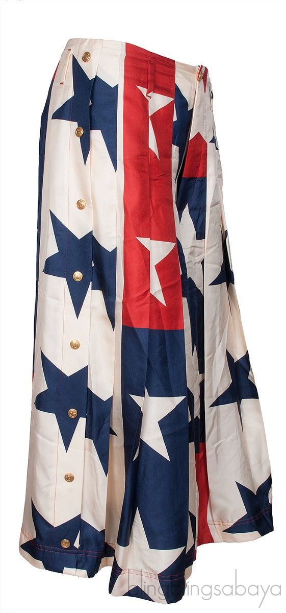 Star Pattern Silk Pleated Pants