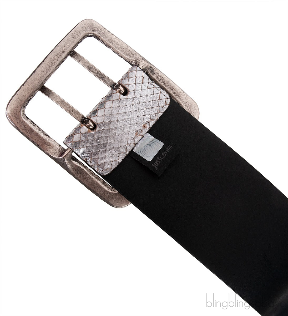 Silver Snake Effect Wide Belt