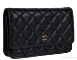 Black Quilted Caviar WOC Wallet on Chain
