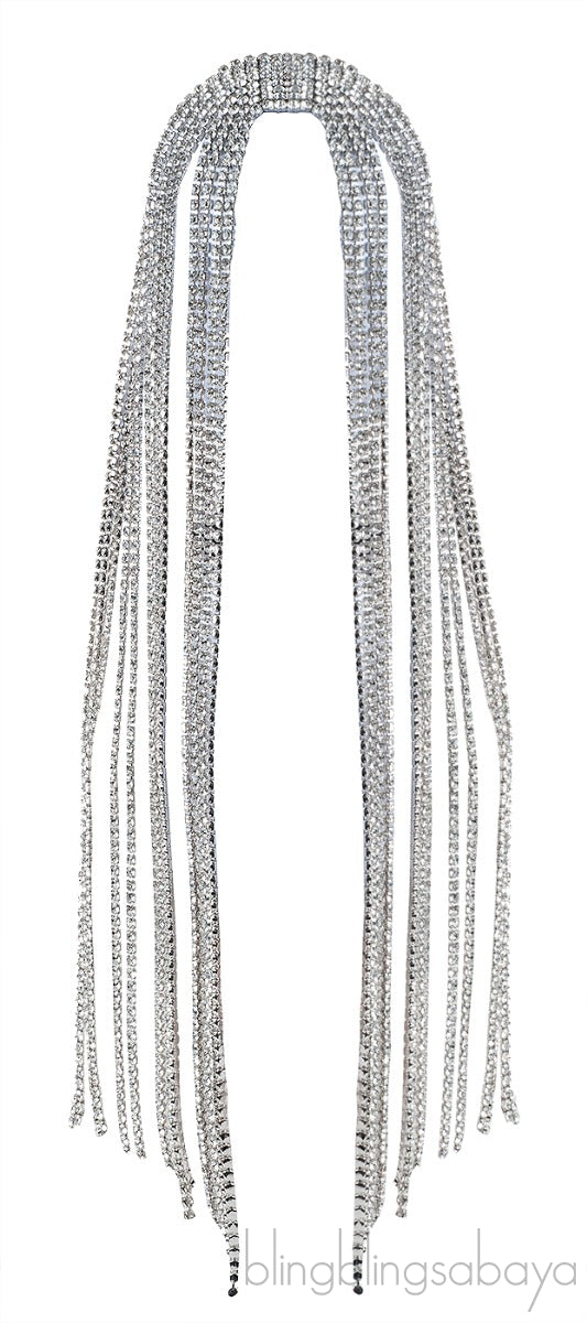 Long Crystal Hairpiece Silver