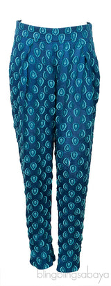Cyan Blue Printed Trouser