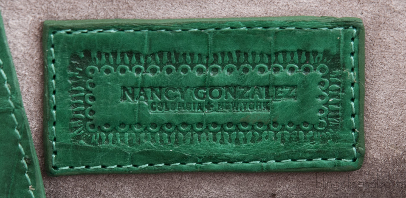 Green Double Zip Crocodile Tote Bag