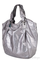 Givenchy Metallic Grey GG Leather Hobo Bag