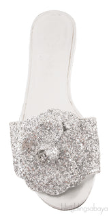 Camellia Floral Glitter Flat Mule