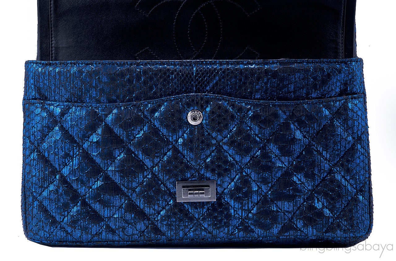 2.55 Reissue Navy Blue Metallic Python