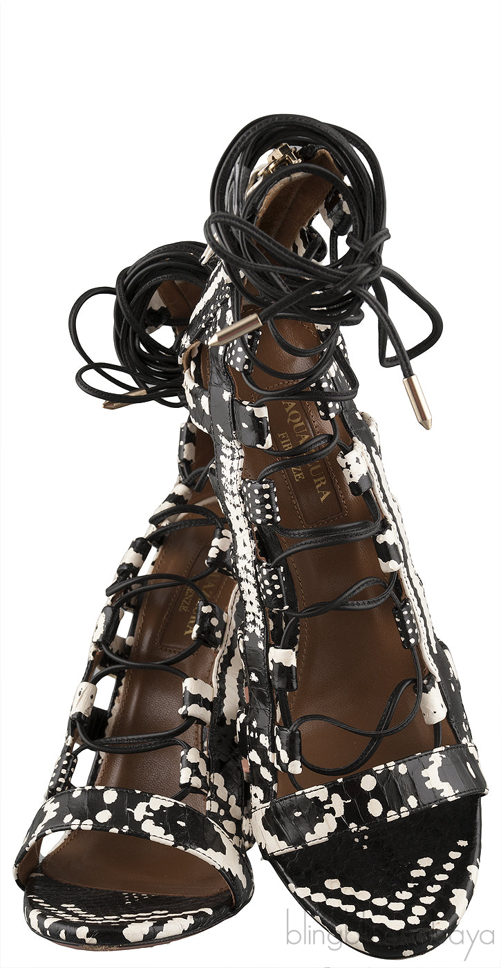 Python Bi-color Lace Up Heels