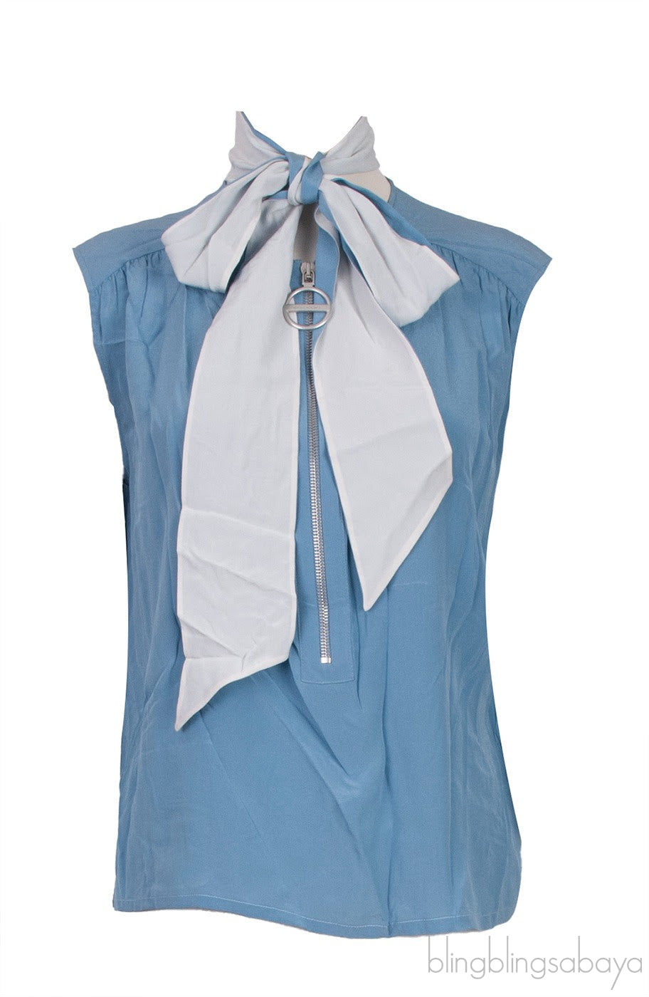 Blue Sleeveless Blouse