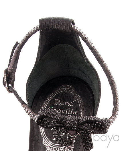 Black Ribbon T-strap Heels