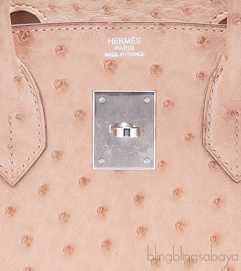 Birkin 30 Ostrich Natural Gold PHW