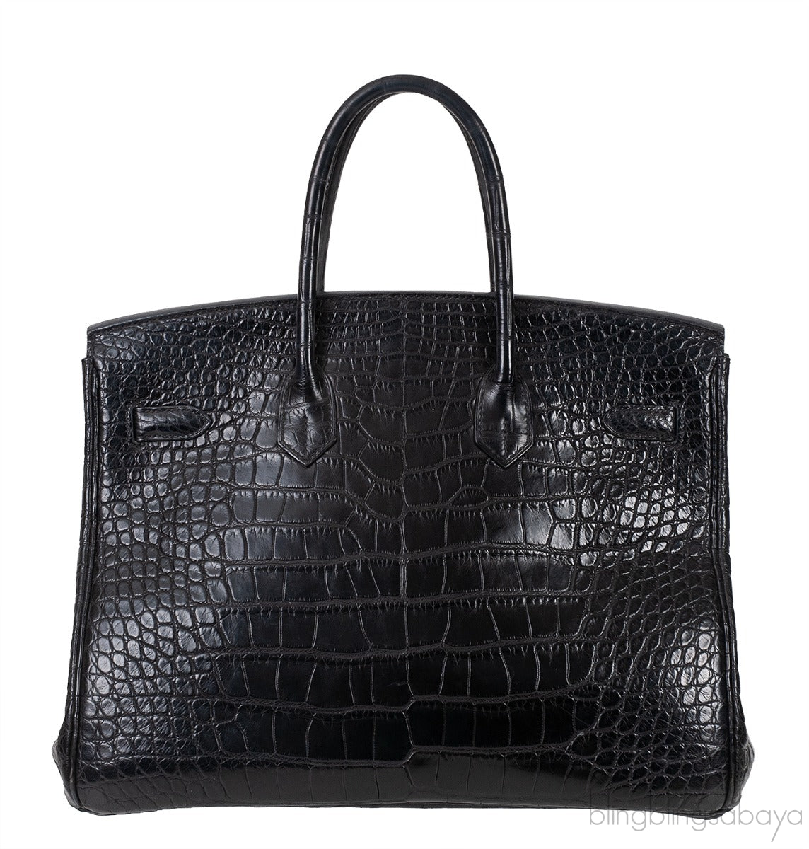 Birkin 35 Black Matte Alligator Crocodile PHW