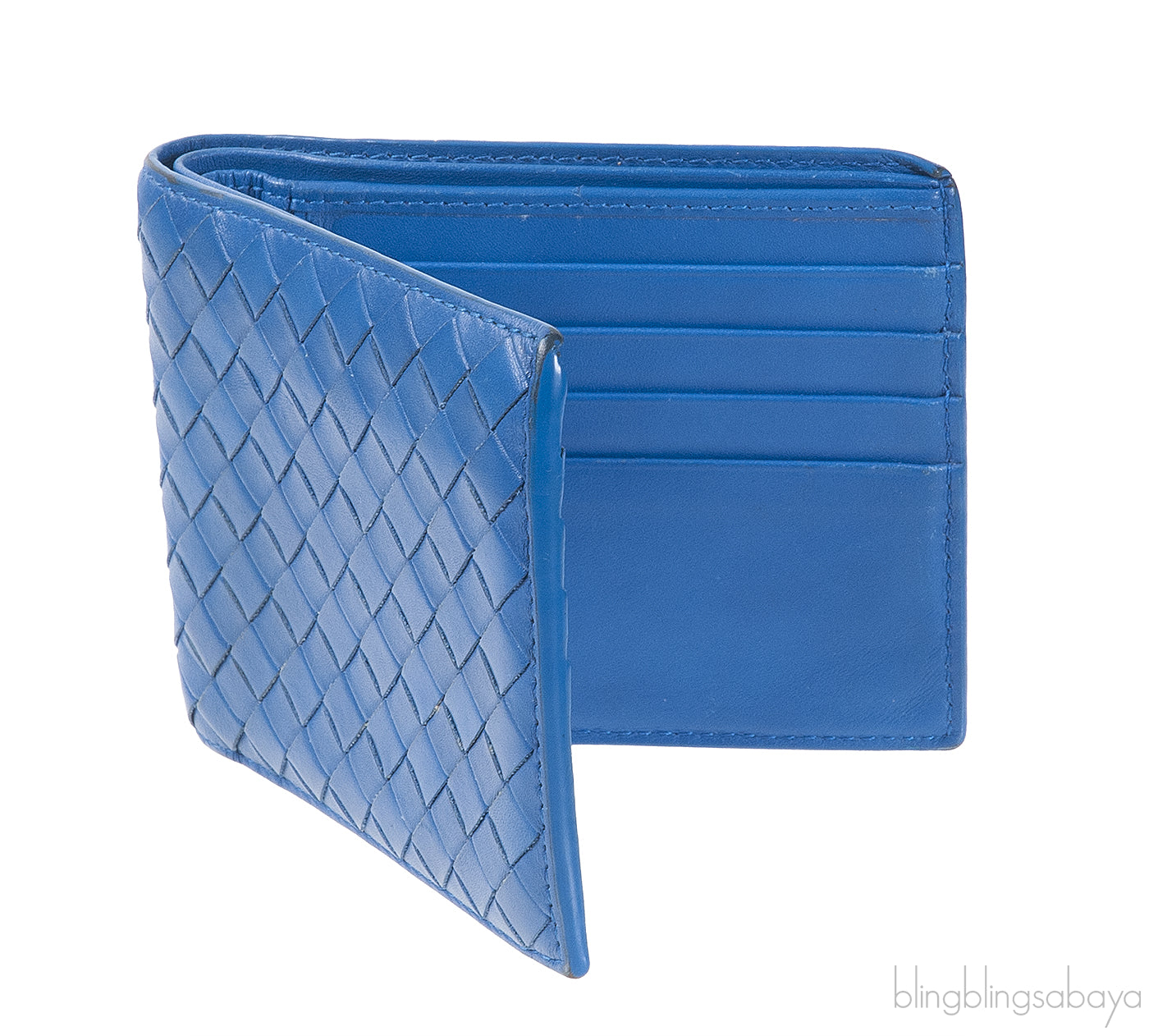 Bottega Veneta Blue Intrecciato Bi-fold Wallet