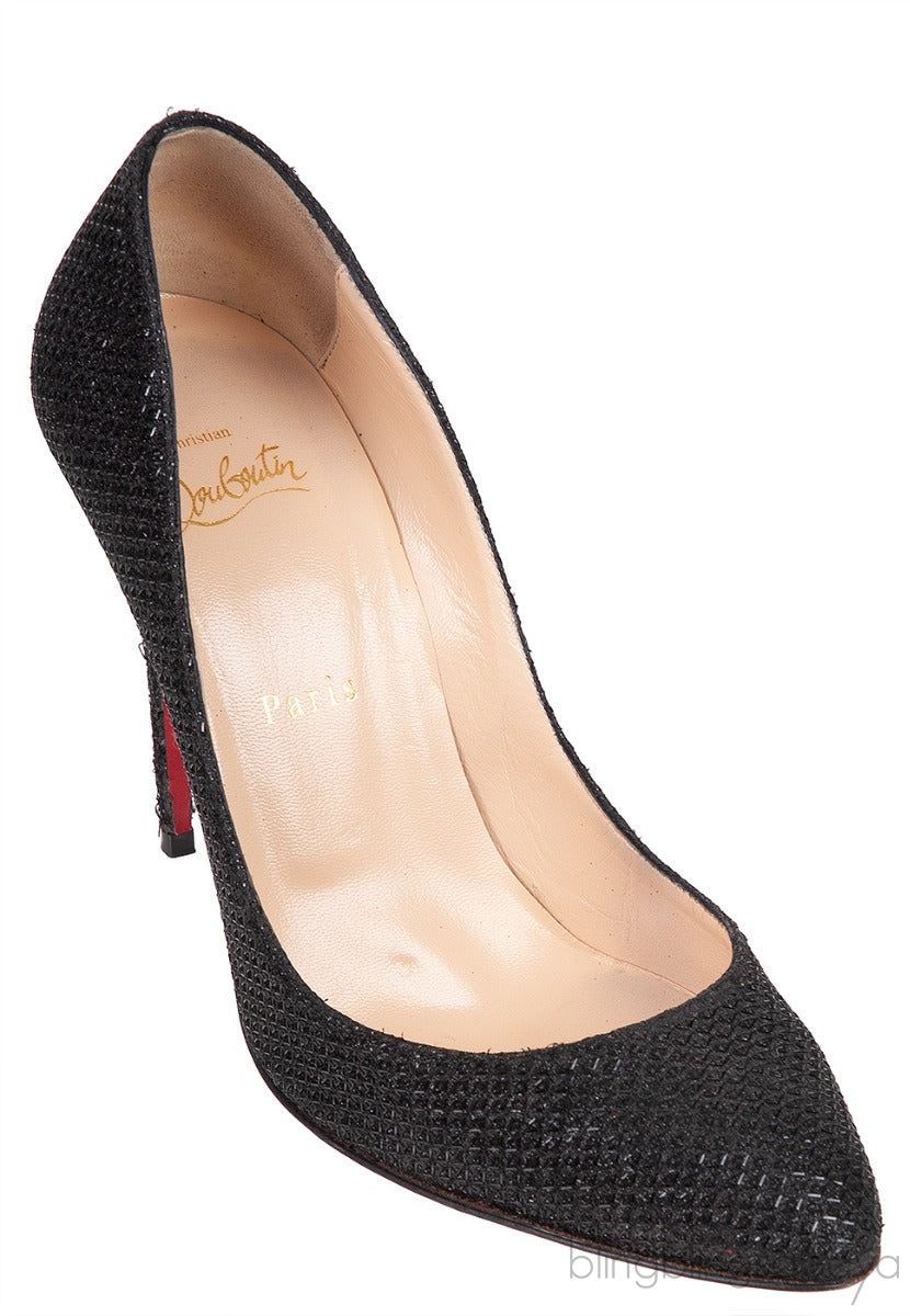 Christian Louboutin Metallic Black Fabric Heels
