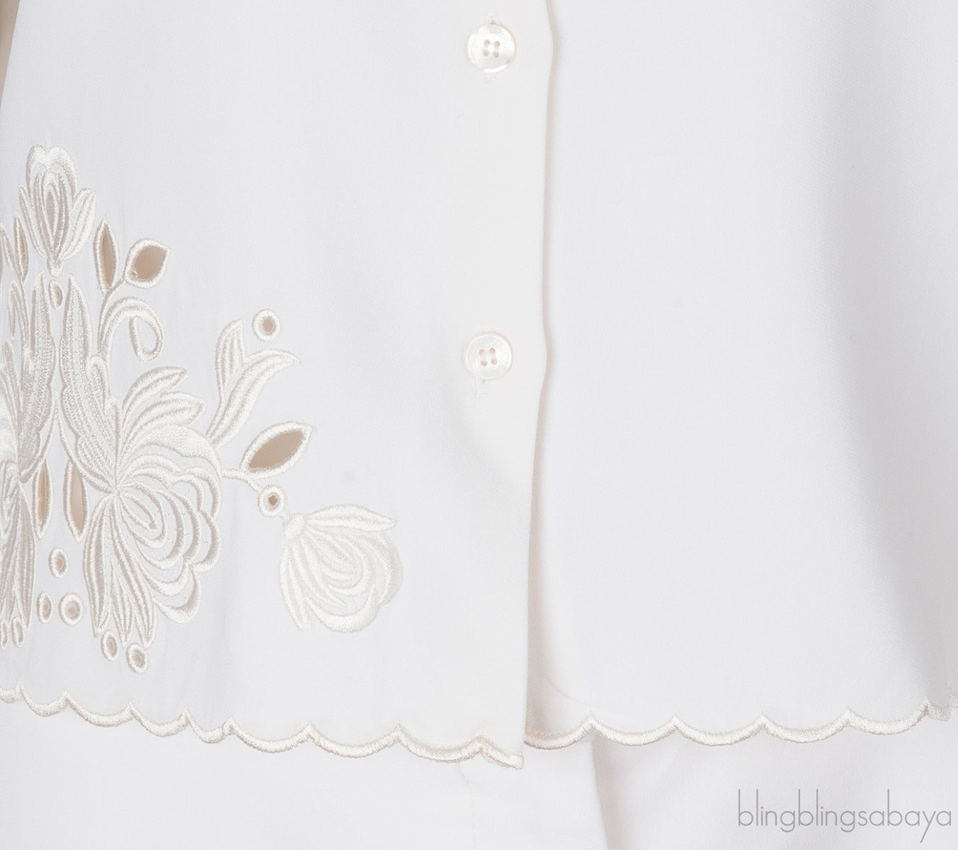 Off-White Embroidered Top & Wide Leg Pants