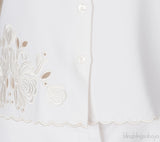Off-White Embroidered Top & Wide Leg Pants