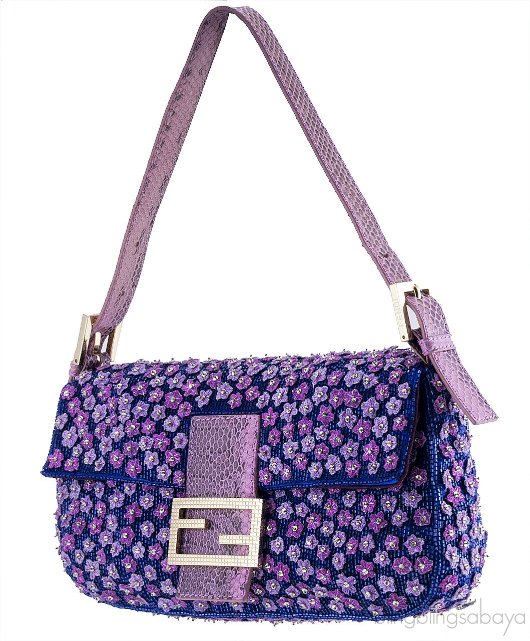 Ricami Embroidered Baguette Bag