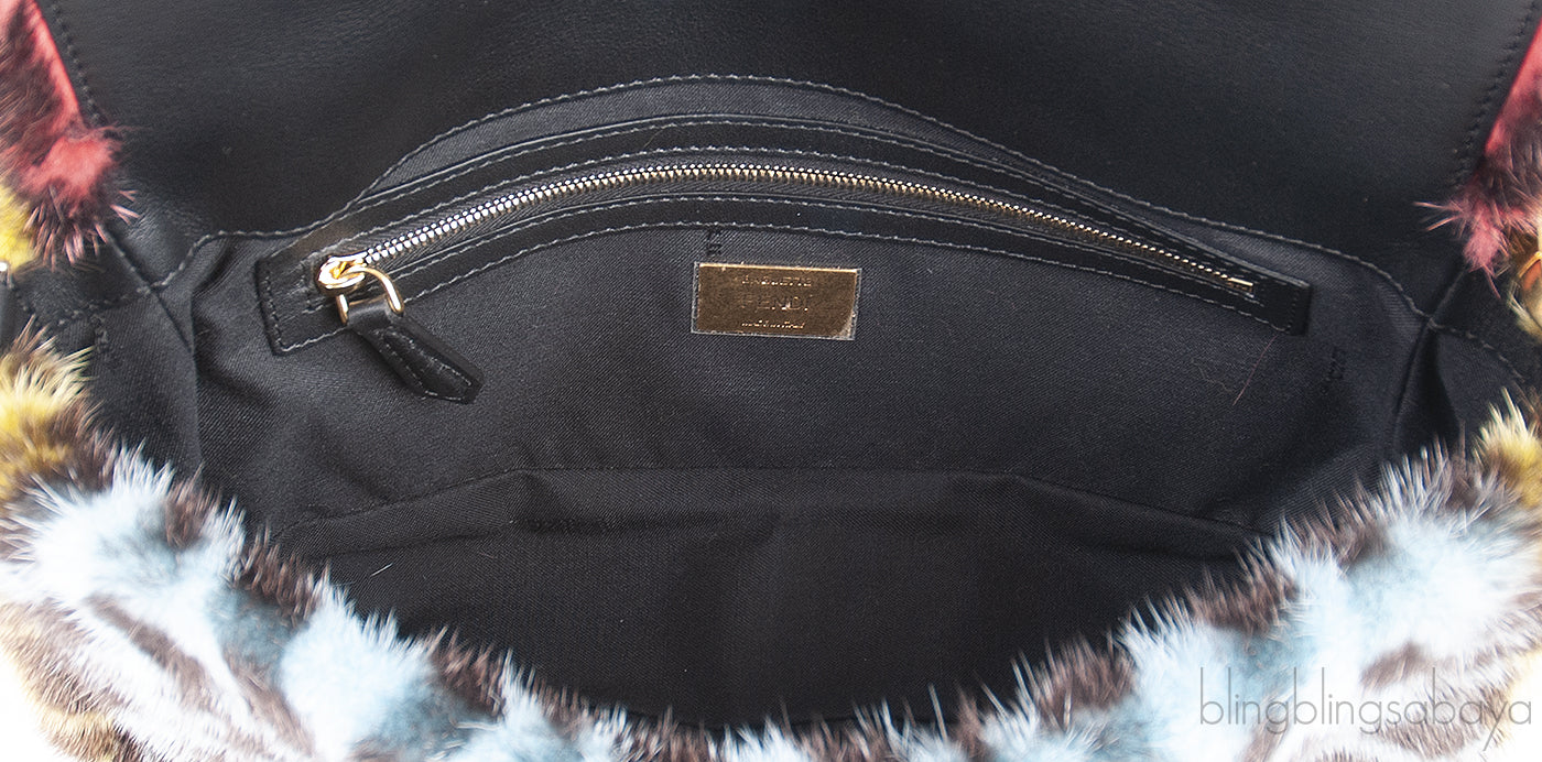 Baguette FF Zucca Multicolor Mink Fur Bag