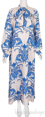 Ruffled Printed Silk Satin Twill Dress