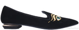 Eye Pointed Toe Velvet Flat