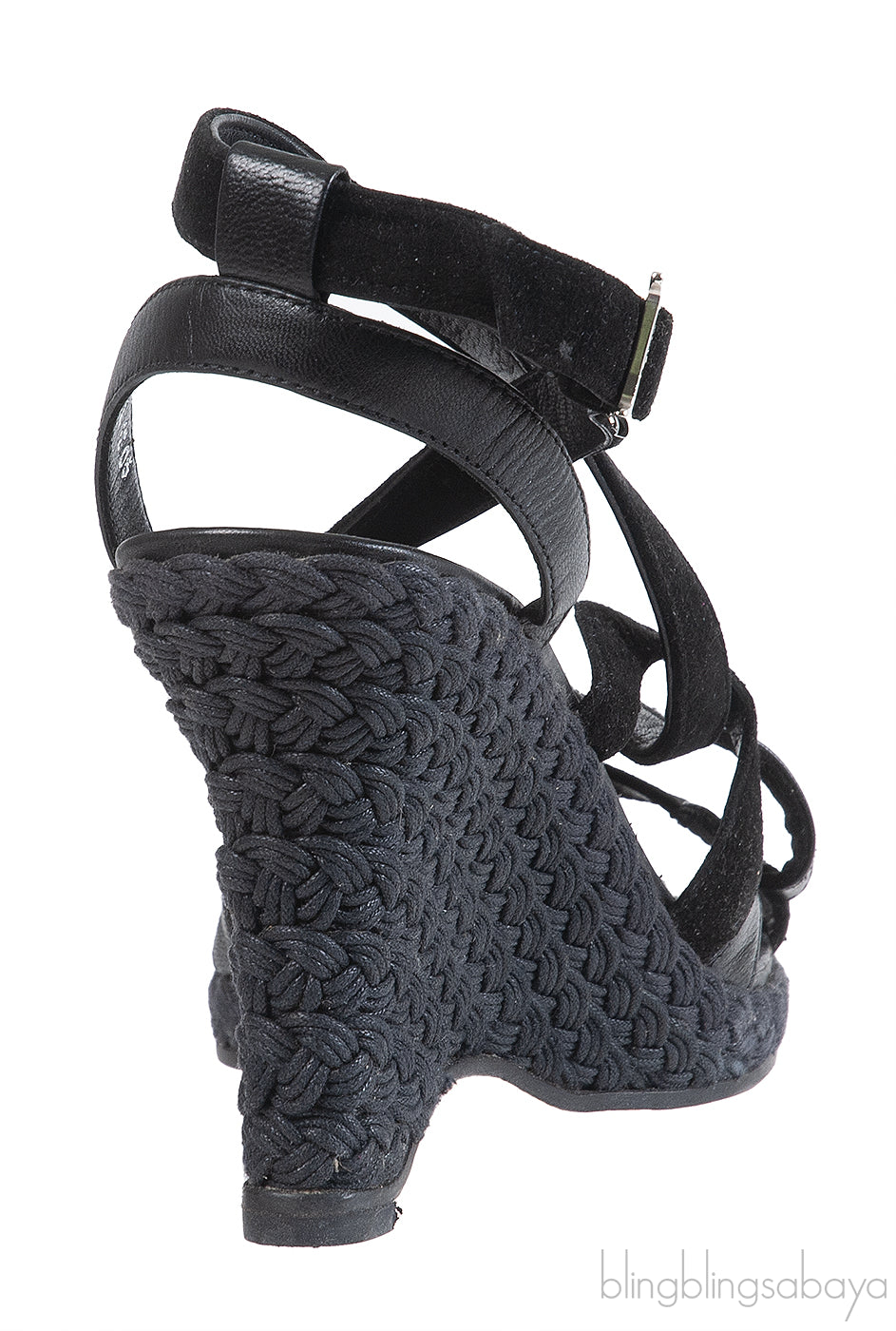 Christian Dior Black Wedge Strappy Heels