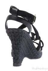 Christian Dior Black Wedge Strappy Heels