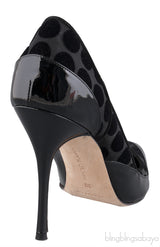 Black Mesh Polka Dot Heels