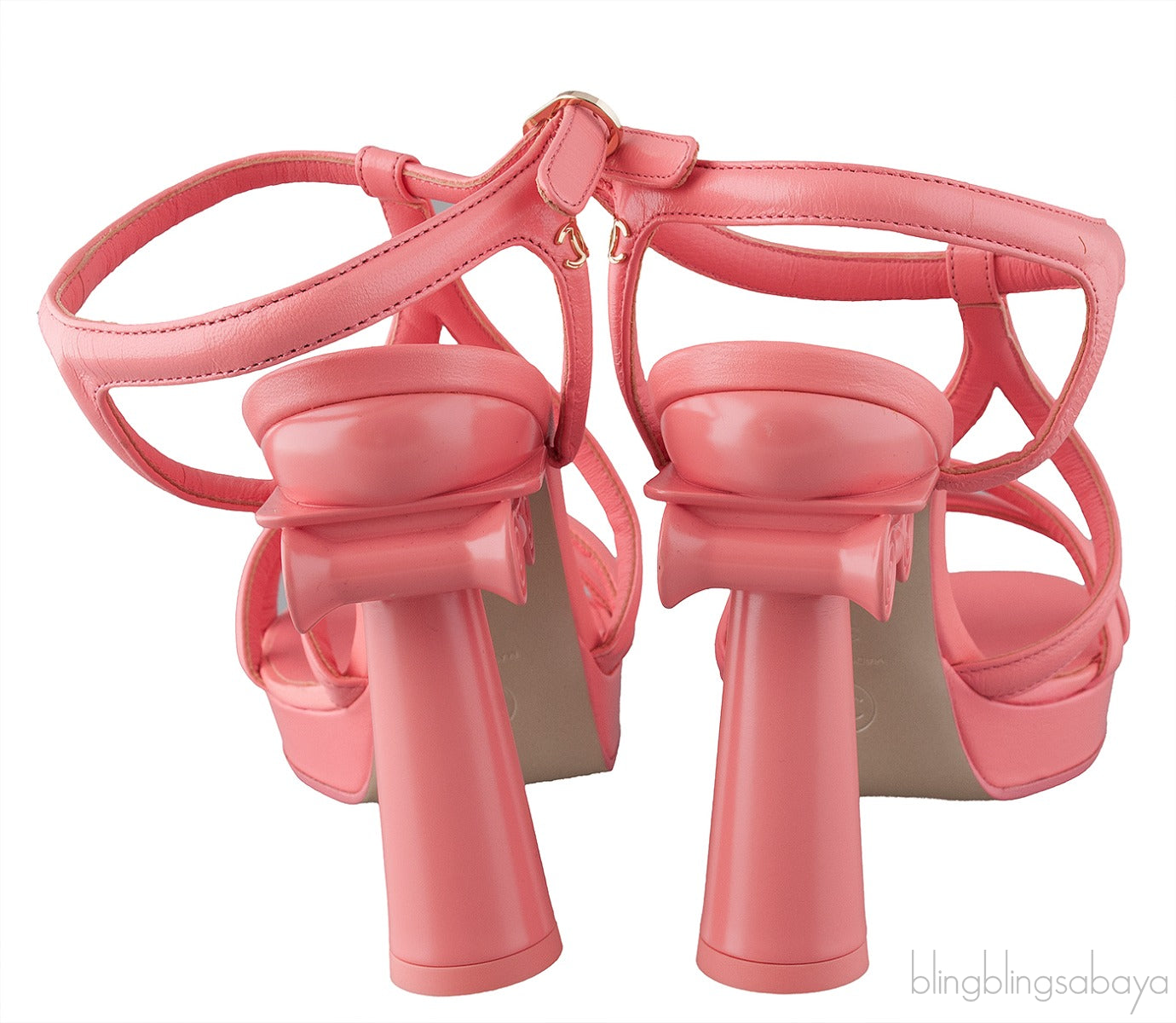 Parthenon Grecian Gladiator Column Heels Coral Pink