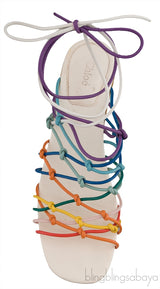 Jamie Multicolor Knotted Ankle-wrap Sandals