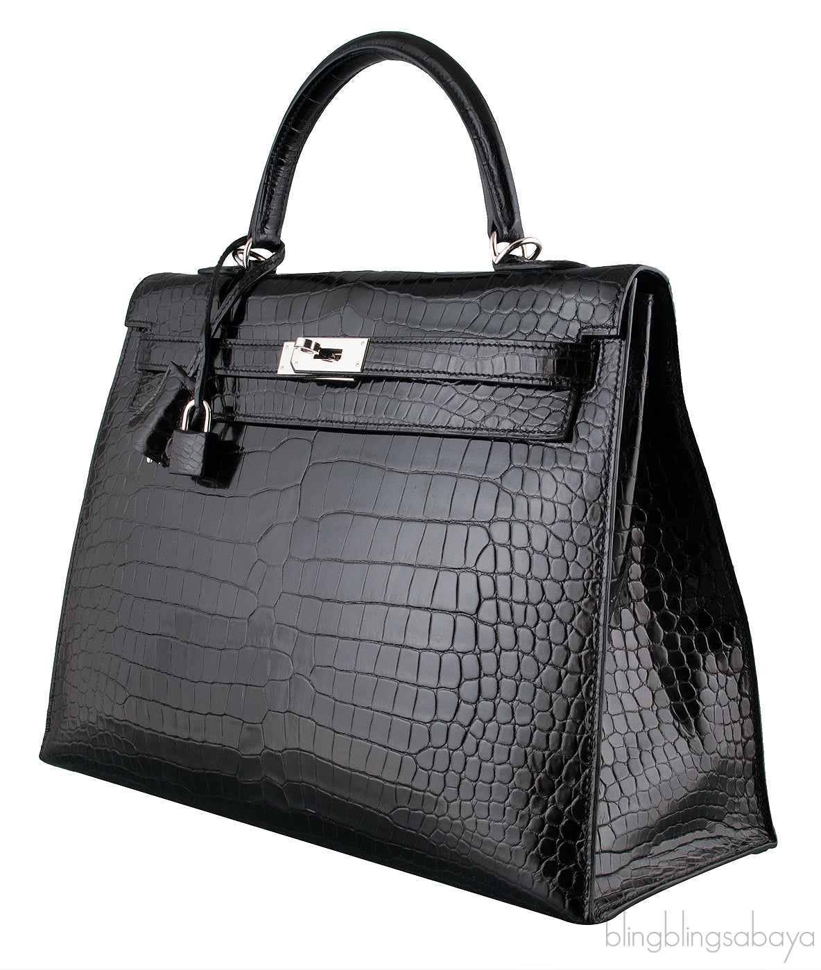 Kelly 35 Black Croc Sellier PHW