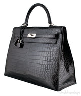 Kelly 35 Black Croc Sellier PHW