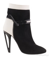 Black Suede Lizard Print Ankle Boots