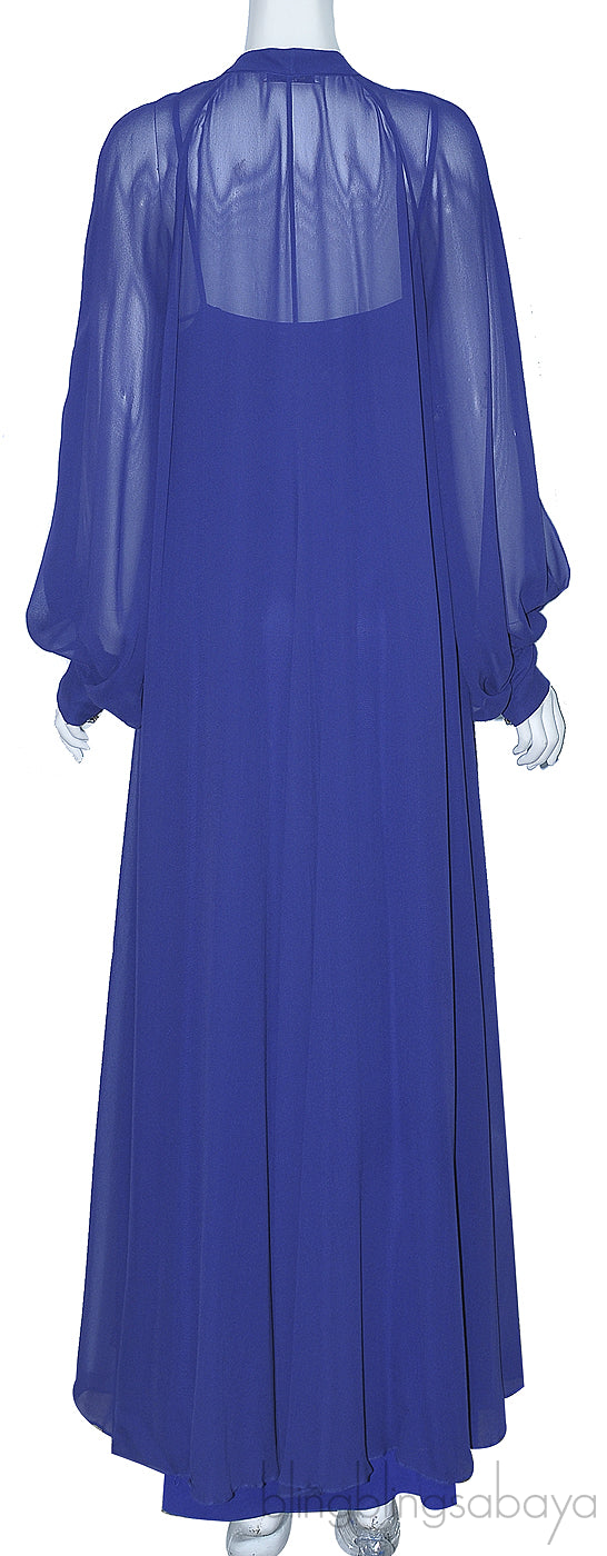 Blue Violet Long Sleeve Maxi Dress