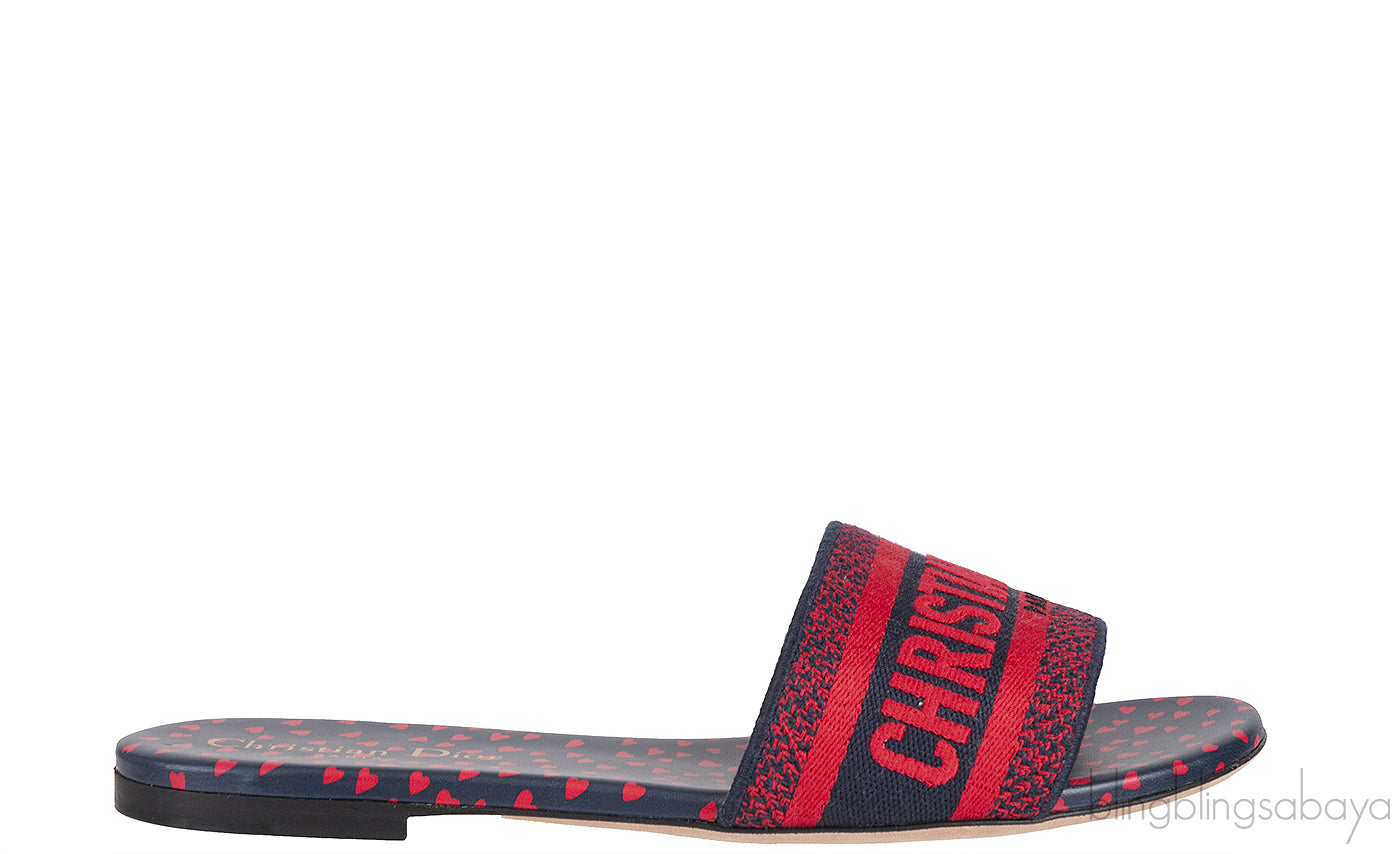 Dway Slide Navy Red Embroidered Slides
