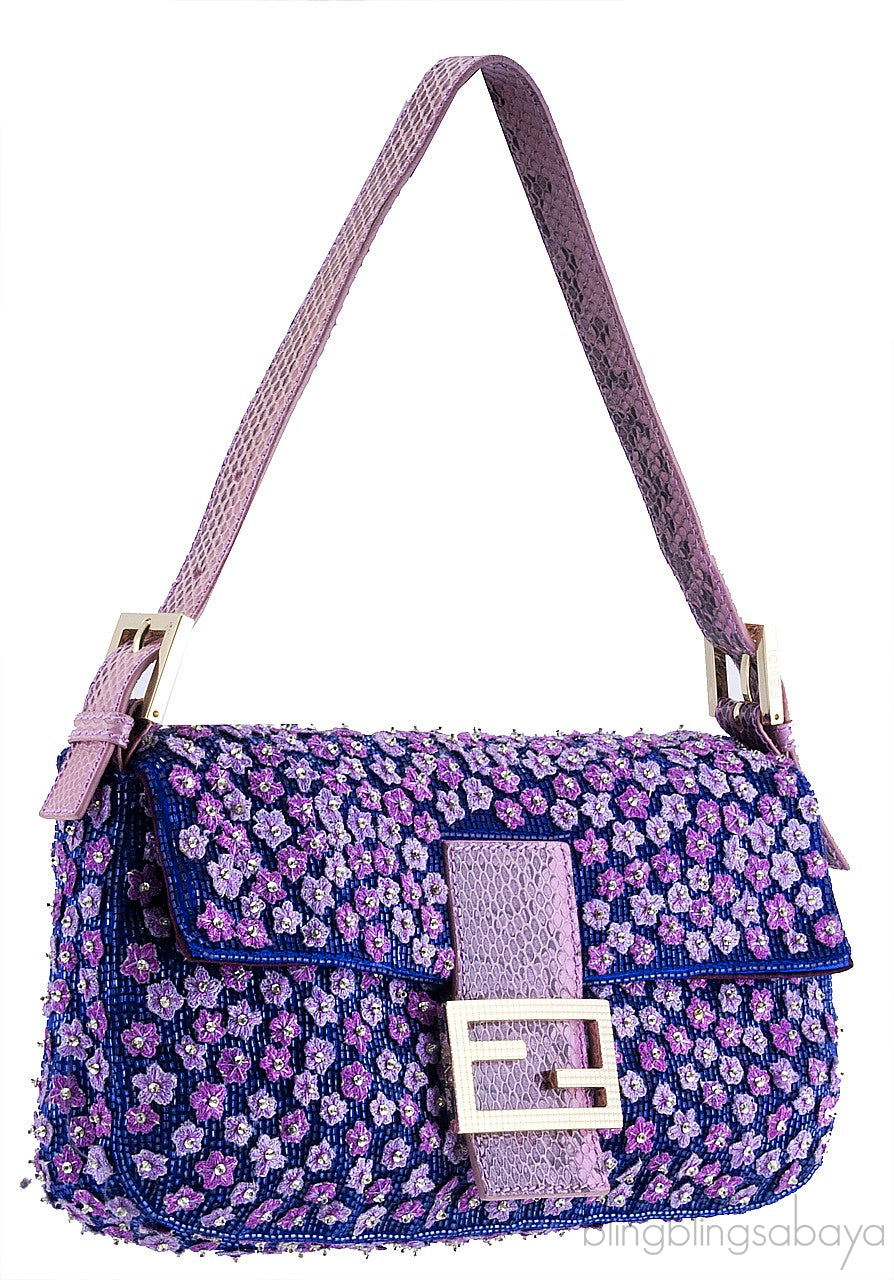 Ricami Embroidered Baguette Bag