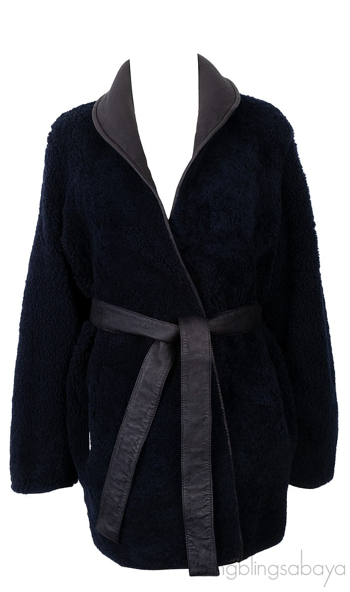 Reversible Black Open Front Leather Jacket