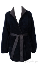 Reversible Black Open Front Leather Jacket