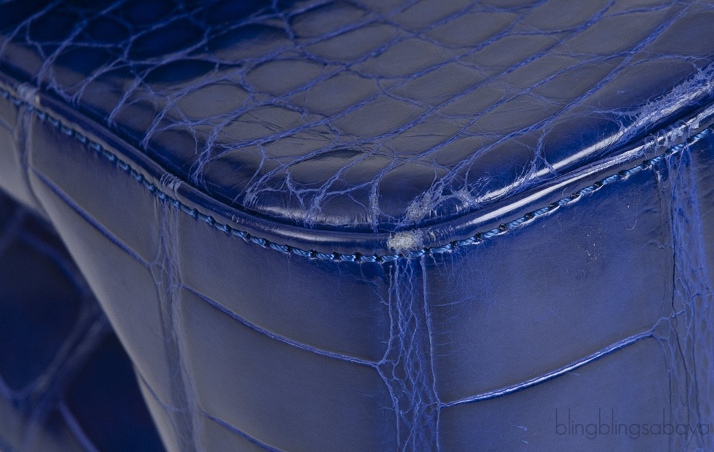 Classic Blue Iris Crocodile Jumbo Flap Bag