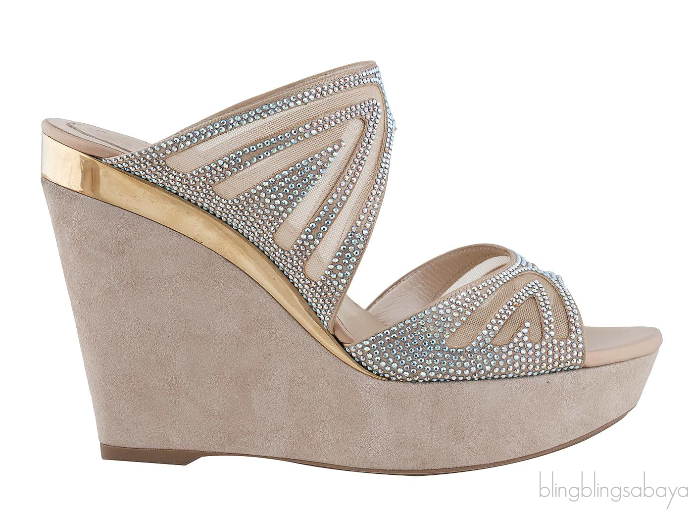 Mesh Crystal Wedge Mule