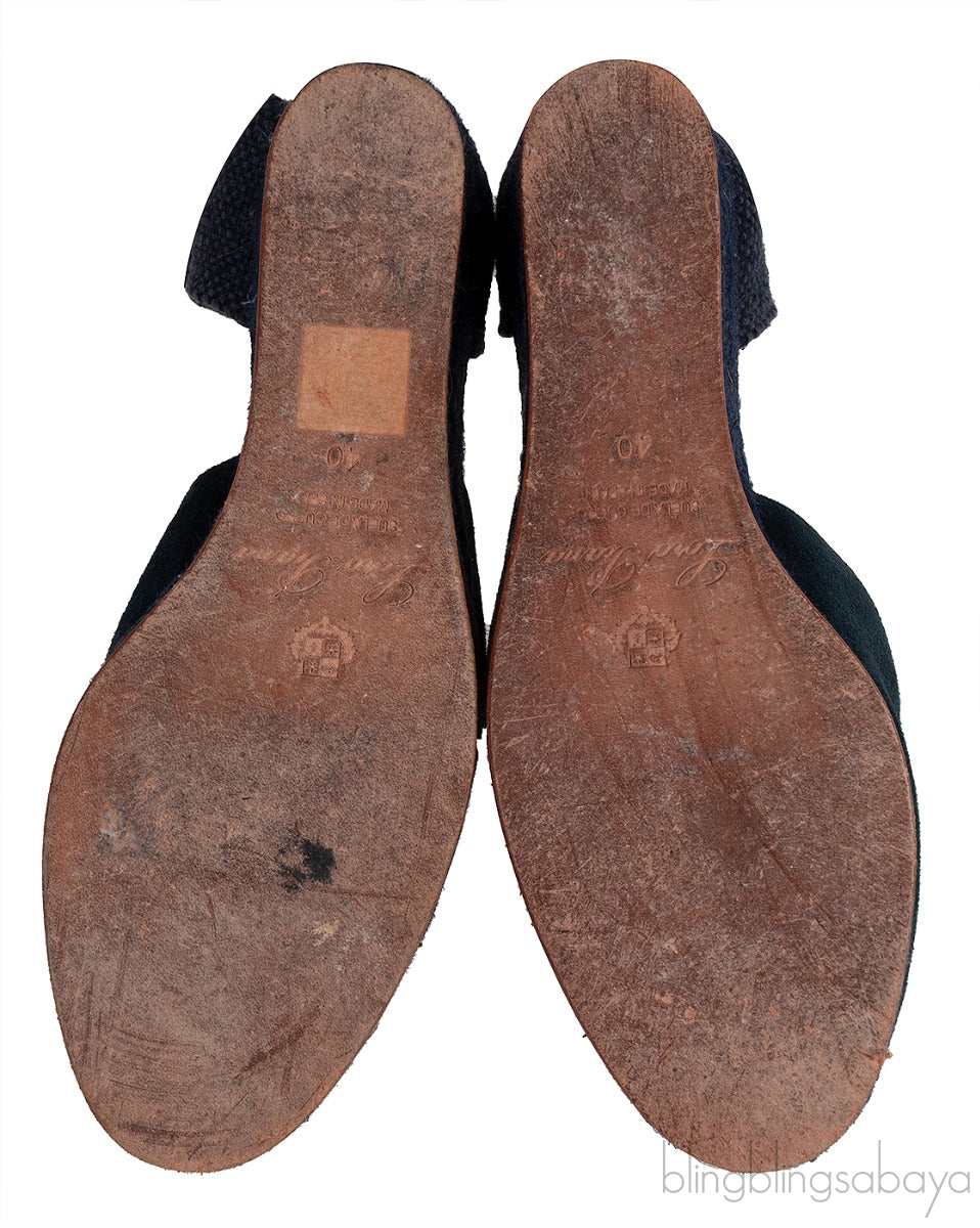 Moss Green and Blue Wedge Espadrille
