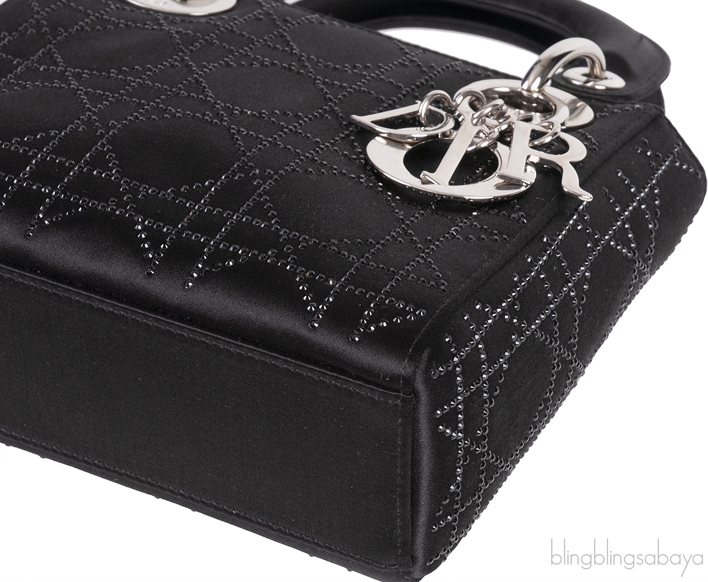 Lady Dior Mini Black Crystal Satin Bag