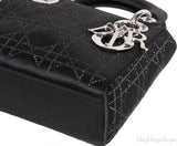 Lady Dior Mini Black Crystal Satin Bag