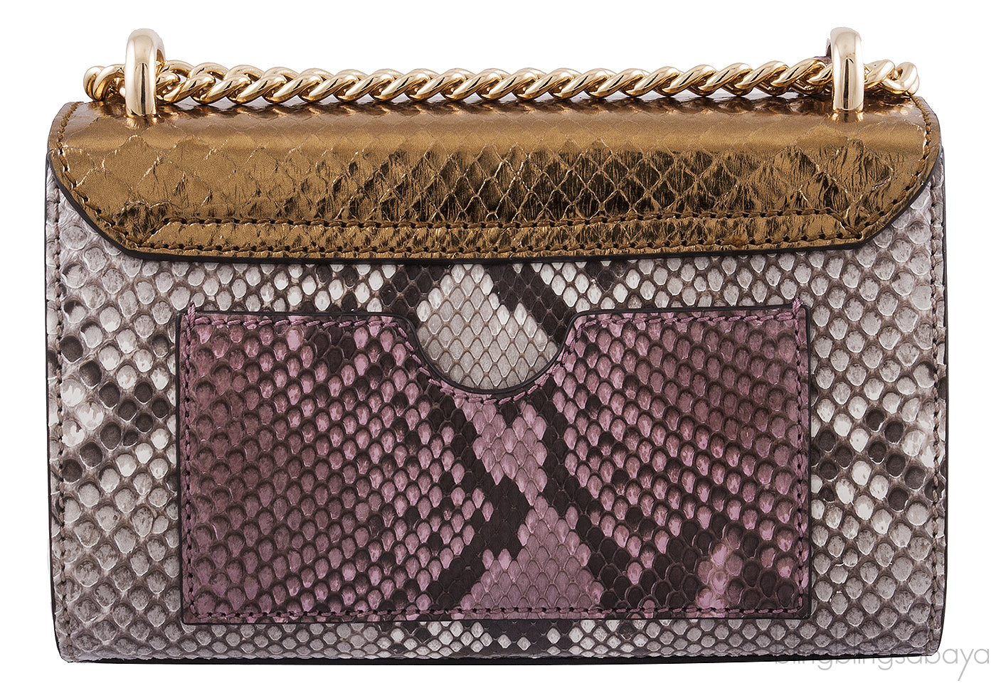 Padlock Metallic Python Shoulder Bag