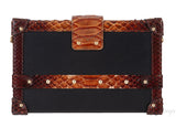 Black Leather Python Trim Petite Malle