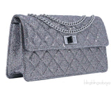 2.55 Silver Quilted Glitter Flap Bag