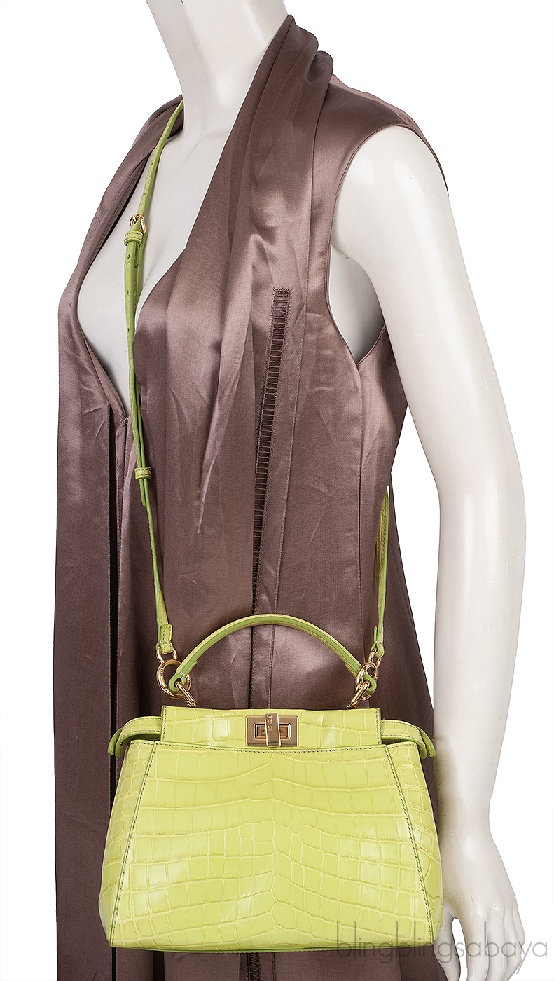 Apple Green Crocodile Mini Peekaboo