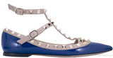 Patent Blue Rockstud Flat Ballerina