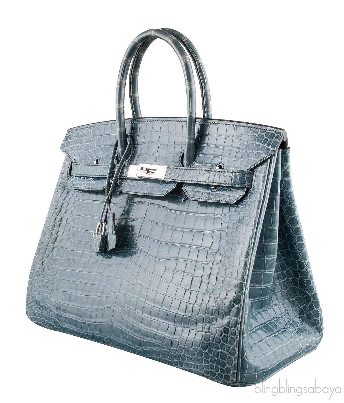 Birkin 35 Blue Tempete Porosus PHW