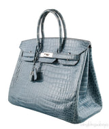 Birkin 35 Blue Tempete Porosus PHW