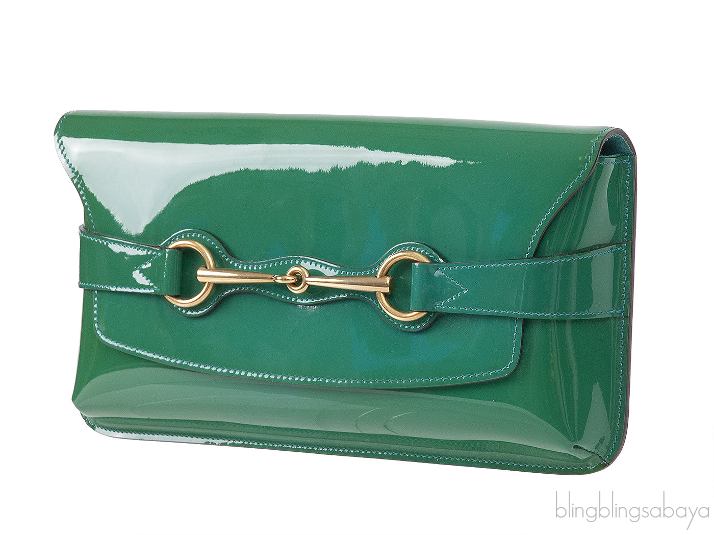 Gucci Bright Bit Green Patent Clutch